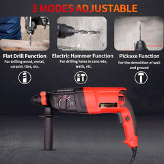 CHESTON 850W 26 mm Reversible Rotary Hammer Drilling Machine I 1100RPM I 3 Modes & SDS 5-Drill Bits With Case + 850W 4-Inch Angle Grinder for Polishing Cutting Grinding Works on Metal Wood Wall