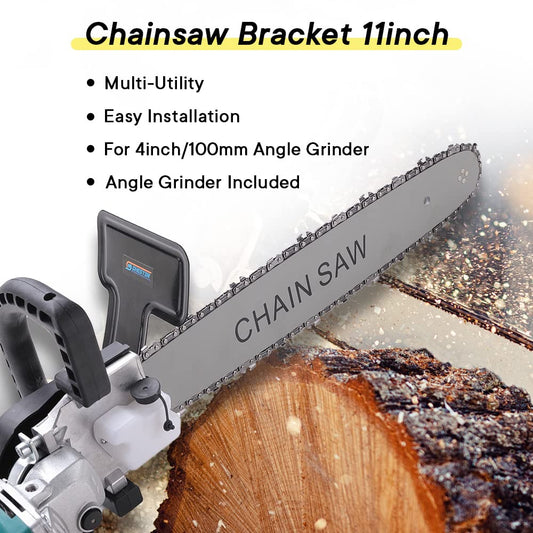 Cheston Electric Chainsaw Bracket Adapter Set Use Woodworking Tool 11inch + Angle Grinder 850W Yellow Grinder Machine Auxiliary Handle Full Chainsaw Set