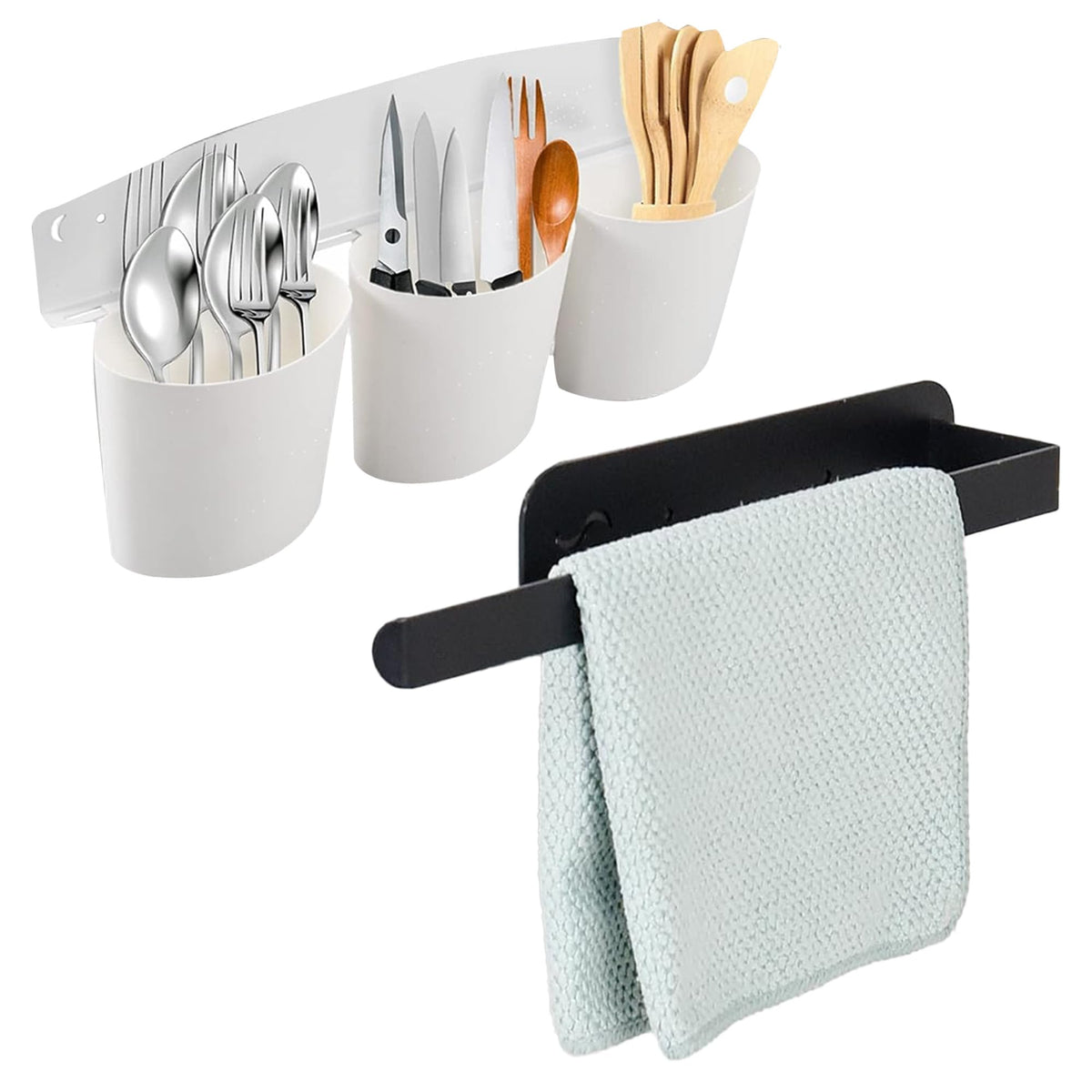 Cheston Magnetic Storage & Paper Towel Hanger - Durable Organizer for Metal Surfaces: Refrigerators, Microwaves & Metal Almirah (Set of 2)