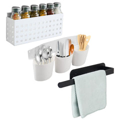 Cheston Magnetic Storage with Paper Towel Hanger- Durable Organizer for Metal Surfaces: Refrigerators, Microwaves & Metal Almirah (Set of 3)