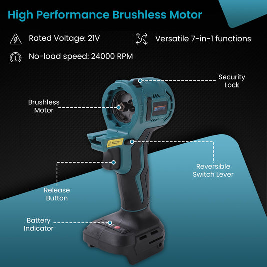 Cheston One 21V Brushless Mainframe Multi Power Tool - 7-in-1 Functions | Variable Speeds up to 24,000 RPM Multi Head Power tool (Battery & Charger Not Included)