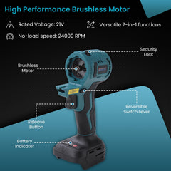 Cheston One 21V Brushless Mainframe Multi Power Tool - 7-in-1 Functions | Variable Speeds up to 24,000 RPM Multi Head Power tool (Battery & Charger Not Included) (Multi Head Power Tool)