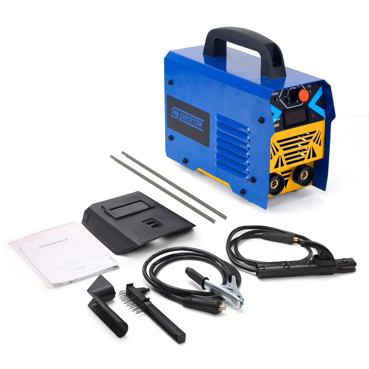 Cheston CHWM-250 Inverter Welding Machine LED Display Hot Start Welder Tool with Welding Cables, Goggles, Welding Rods & Other Accessories