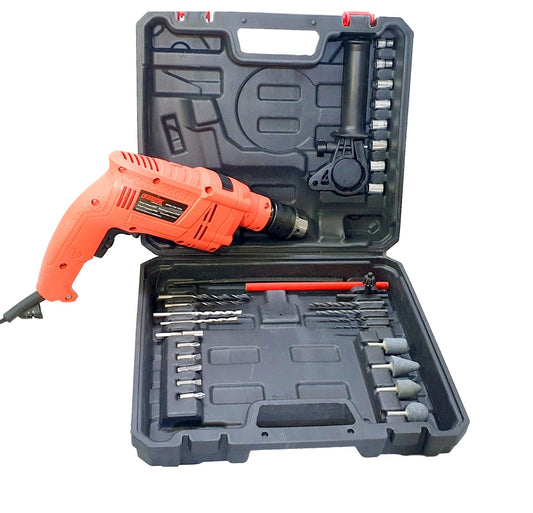 Cheston Electric Drill Machine & Screwdriver Kit 13mm Chuck Hammering, Forward, Reverse & Speed Control with Multiple Tools 650W (CHD-TZ004)