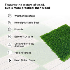 Cheston Tiles for Floor with Interlocking I Grass Floor Tiles I Weather & Water Resistant I Tiles for Garden, Balcony & Poolside I 12" X 12" Deck Tiles (Set of 6, Grass Deck Tile)