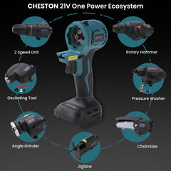 Cheston One 21V Rotary Hammmer Attachment Power Tool | 2000 RPM | SDS Chuck | Dual Modes for Drilling and Hammering with 5500BPM (Mainframe, Battery & Charger Not Included) (Rotary Hammer Attachment)