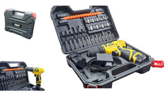Cheston 12V Cordless Drill Machine Screwdriver Kit|10mm Keyless Chuck|2 Lithium-ion 2000 MAH Batteries|Torque setting (18+1)|1350 RPM|Reversible Variable Speed|24drill bits in tool kit case, yellow