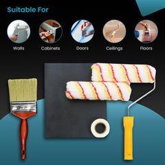 CHESTON DIY Paint Kit - Complete Self-Painting Set with Essential Tools - Painting Tray | Paint Roller | Paint Brush | WaterProof SandPaper | Masking Tape | Hand Gloves for painting at home