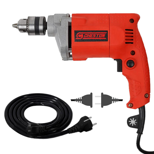 Cheston Single speed 10mm Electric Drill + 5 Meter Extension 2 Pin Cord for Drill, Blower, Angle Grinder Capacity Upto 1000W