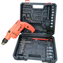 Cheston Electric Drill Machine & Screwdriver Kit 13mm Chuck Hammering, Forward, Reverse & Speed Control with Multiple Tools 650W (CHD-TZ004)