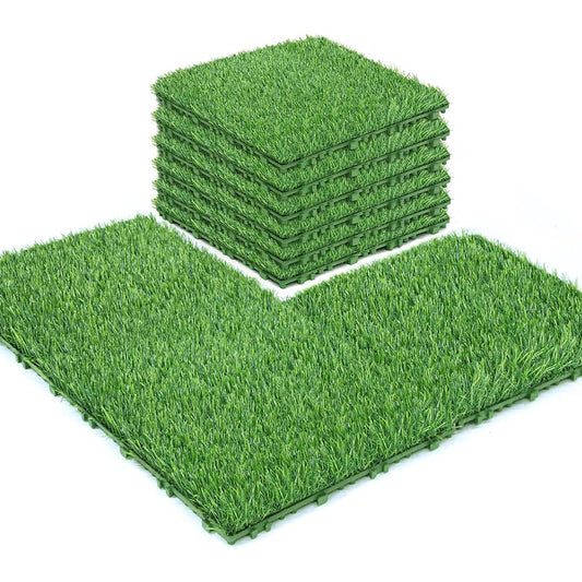 Cheston Tiles for Floor with Interlocking I Grass Floor Tiles I Weather & Water Resistant I Tiles for Garden, Balcony & Poolside I 12" X 12" Deck Tiles (Set of 12, Grass Deck Tile)