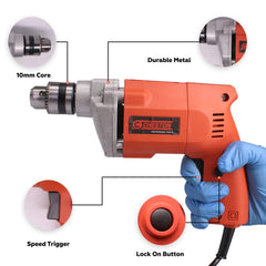 Cheston 10mm Drill Machine with 2Hss 2wood 2wall 2Screwdriver Keyless Chuck 400W, 2600-RPM Power Tools with All Accessories (BOX)