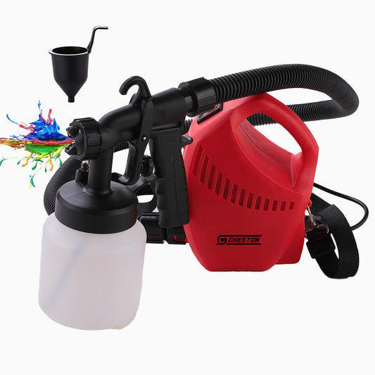 CHESTON Electric Paint Sprayer Gun 650W 800Ml Capacity With Flow Control With Separate Base Unit Airless Finish Maximum Flow 500 Ml/Min For Diy Projects Spray Gun Machine, Red