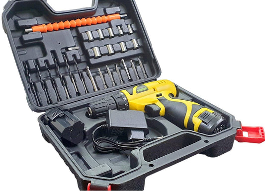 Cheston 12V Cordless Drill Machine Screwdriver Kit |10mm Keyless Chuck | 2 Lithium-ion 2000 MAH Batteries | Torque setting (18+1) |1350 RPM |Reversible Variable Speed| 24 Accessories drill bits in carrying tool kit case