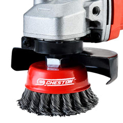 Cheston CH-TWRCPBS 3” Twisted Wire Cup Brush Knotted Abrasive Wheel for Angle Grinders & Buffer with 5/8 Inch Threaded Arbour