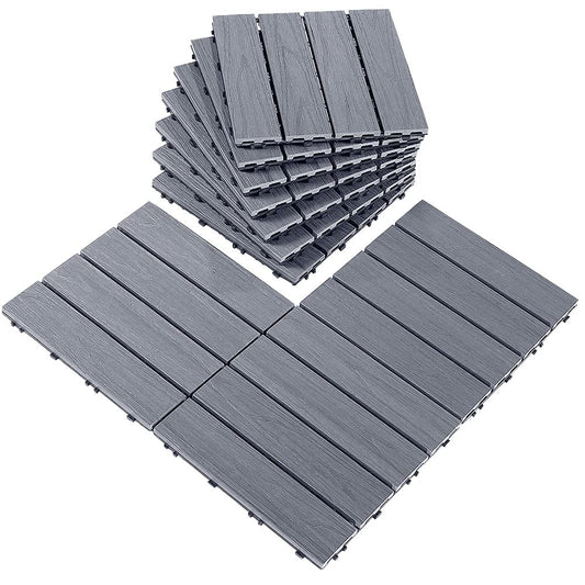 Cheston Interlocking Tiles I Wooden Floor Sheets I Interlocking Tiles for Indoor/Outdoor I Weather & Water Resistant I Flooring Solution I 12" X 12" Deck Tiles (Set of 8, Dusk Grey)