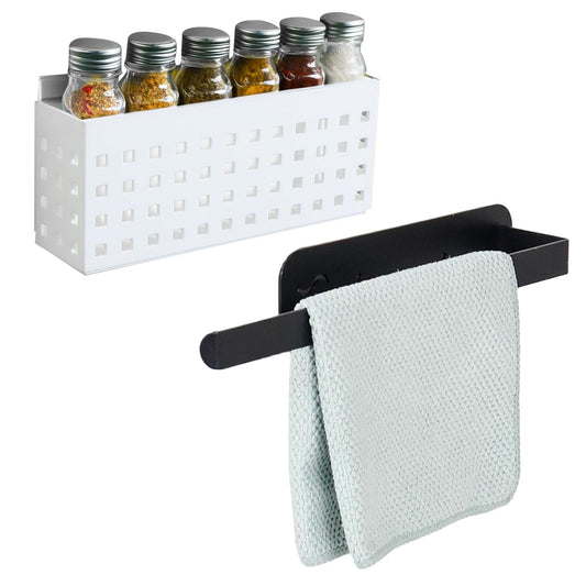 Cheston Magnetic Storage & Paper Towel Hanger- Durable Organizer for Metal Surfaces: Refrigerators, Microwaves, Metal Almirah (Set of 2) 