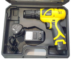 Cheston 10 millimeters Dual Speed Keyless Chuck 12V Cordless Drill/Screwdriver with 2 Batteries, LED Torch Variable Speed and Torque Setting (19+1) - (28 L x 24 W x 7 H) - Yellow