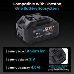 Cheston One 4000 mAh Battery 21V (1 Battery and Charger Not Included) | 1 Year Warranty Included