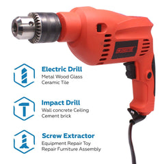 CHESTON 13mm 650 watts Impact Drill Machine Reversible Hammer Driver Variable Speed Screwdriver - Drill Only (Red)