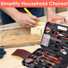 Cheston 82 Piece Hand Tool Kit | Non-Slip & Corrosion Resistant Handles | Multi-Utility Household & Professional Hand Tools | Screwdriver, Socket Set, Wrench, Pliers (82-in-1)