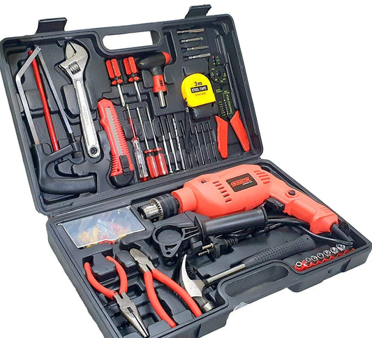 CHESTON 600W Powerful Impact Drill Machine Kit Cum Screwdriver with 101 Pieces Tool Accessories (Red, 13 mm)