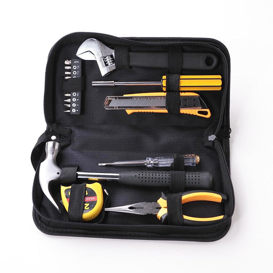 Cheston 18 Piece DIY Hand Tool Set I Steel Alloy Multi-bit Screwdriver, Wrench, Hammer, Measuring Tape, Plier I Essential Tools Kit for Everyday Home Repairs