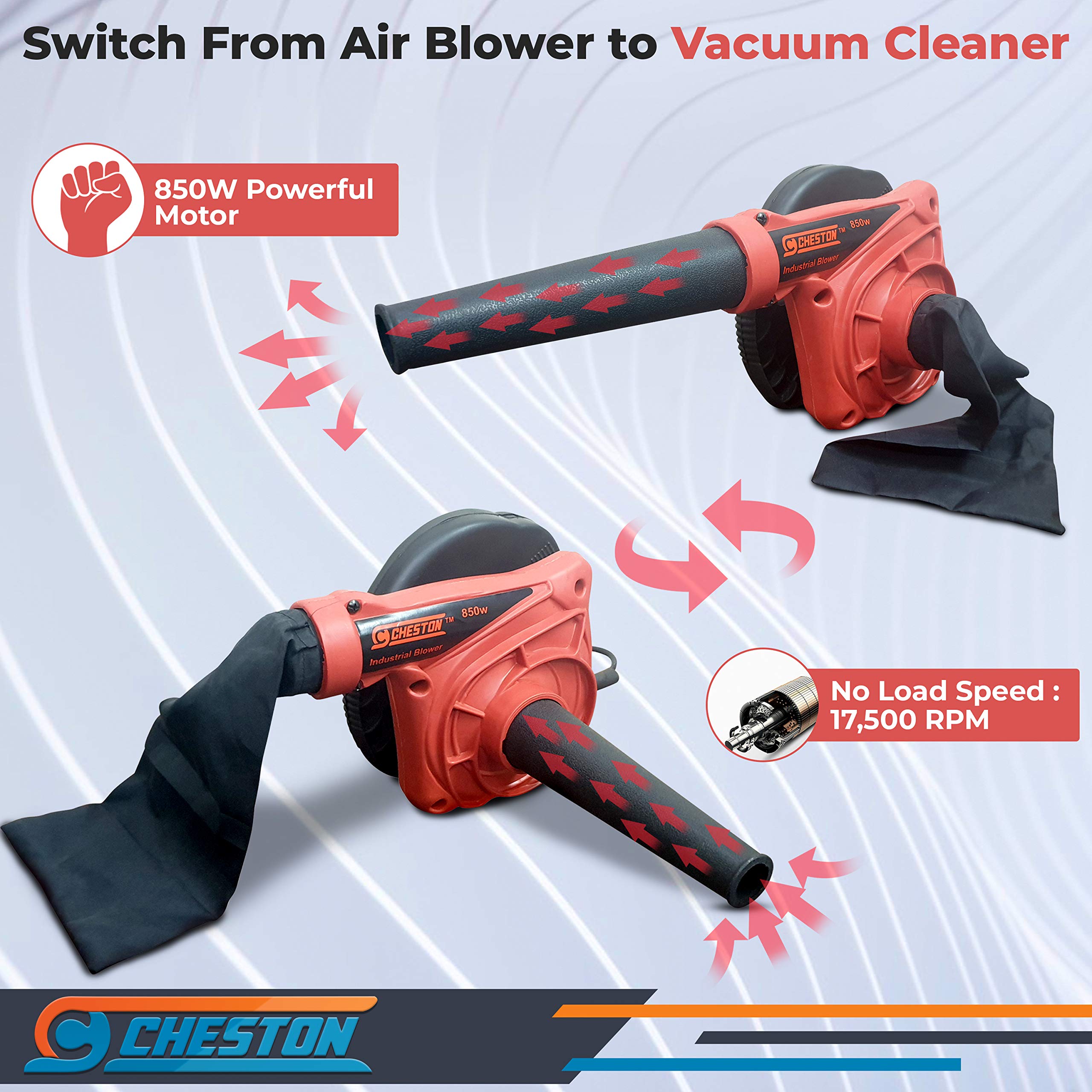 Cheston 3.7m³/min 850W/ Pc Cleaner/Electric Air Blower/Vacuum Cleaner/Dust Collector (with Variable Speed Regulator)