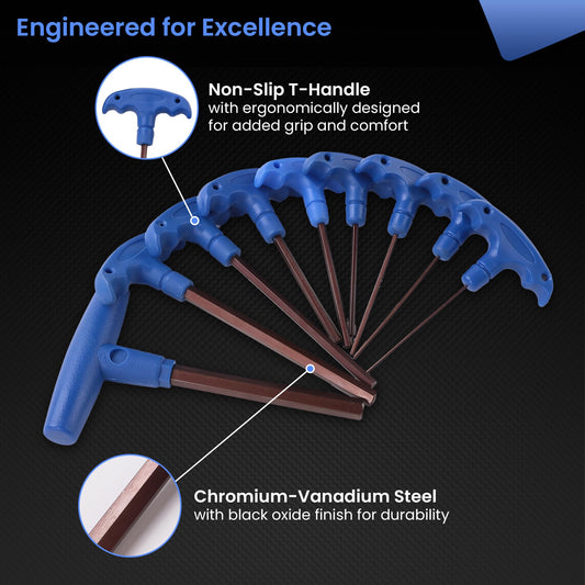 CHESTON Steel Handle 9 pcs Allen Key Set Tool Kit of 9 sizes (1-10mm)